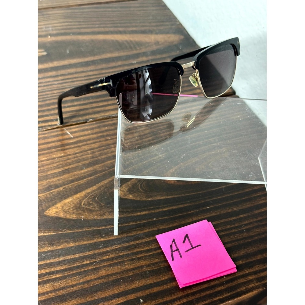 Tom Ford River TF367 01D Men's Polished Black Sunglasses Square Full Rim 145 mm